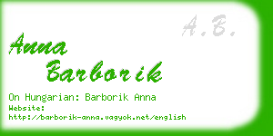 anna barborik business card